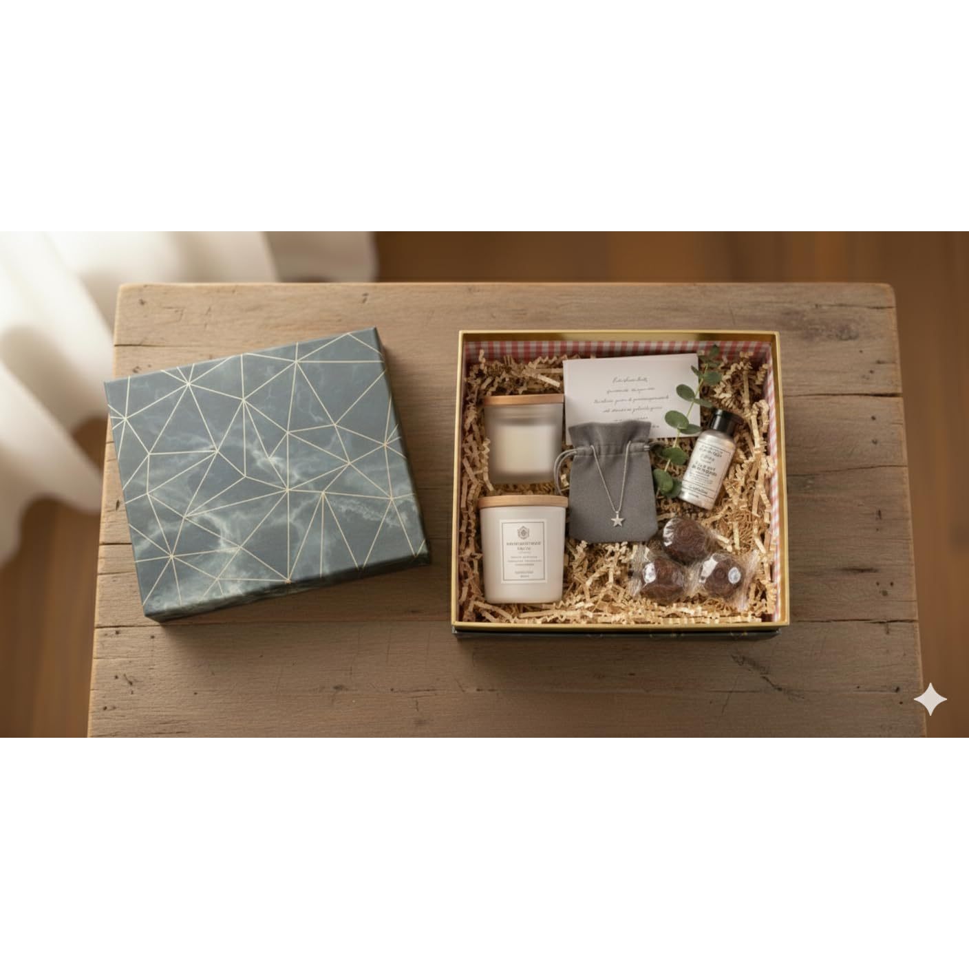 Rigid Square Gift Box with Marble Effect Design, Stylish Packaging